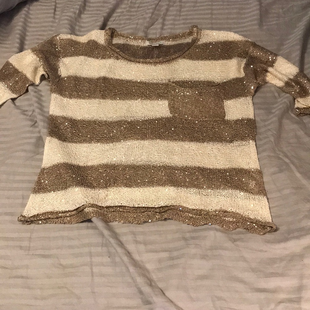 FINAL -Boston Proper Half Sleeve Sparkly Sweater S